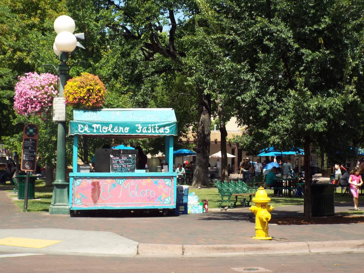 Fajitas for sale from the street vendors in Santa Fe town square
