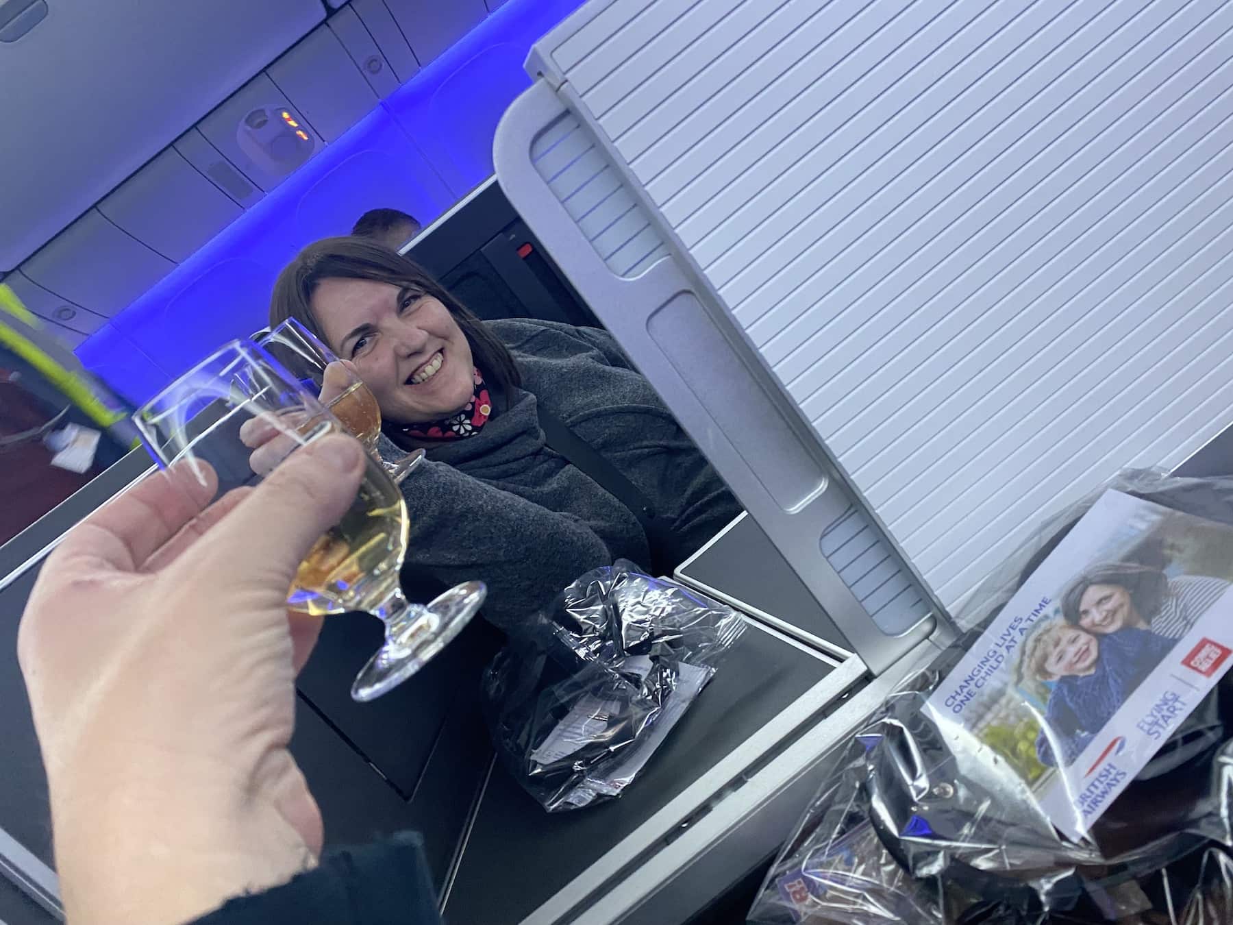 IMG_5639 Raising a glass in British Airways business class as our journey to New York starts