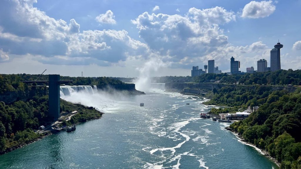 A view of Niagara Falls from The rainbow bridge between the USA and Canada