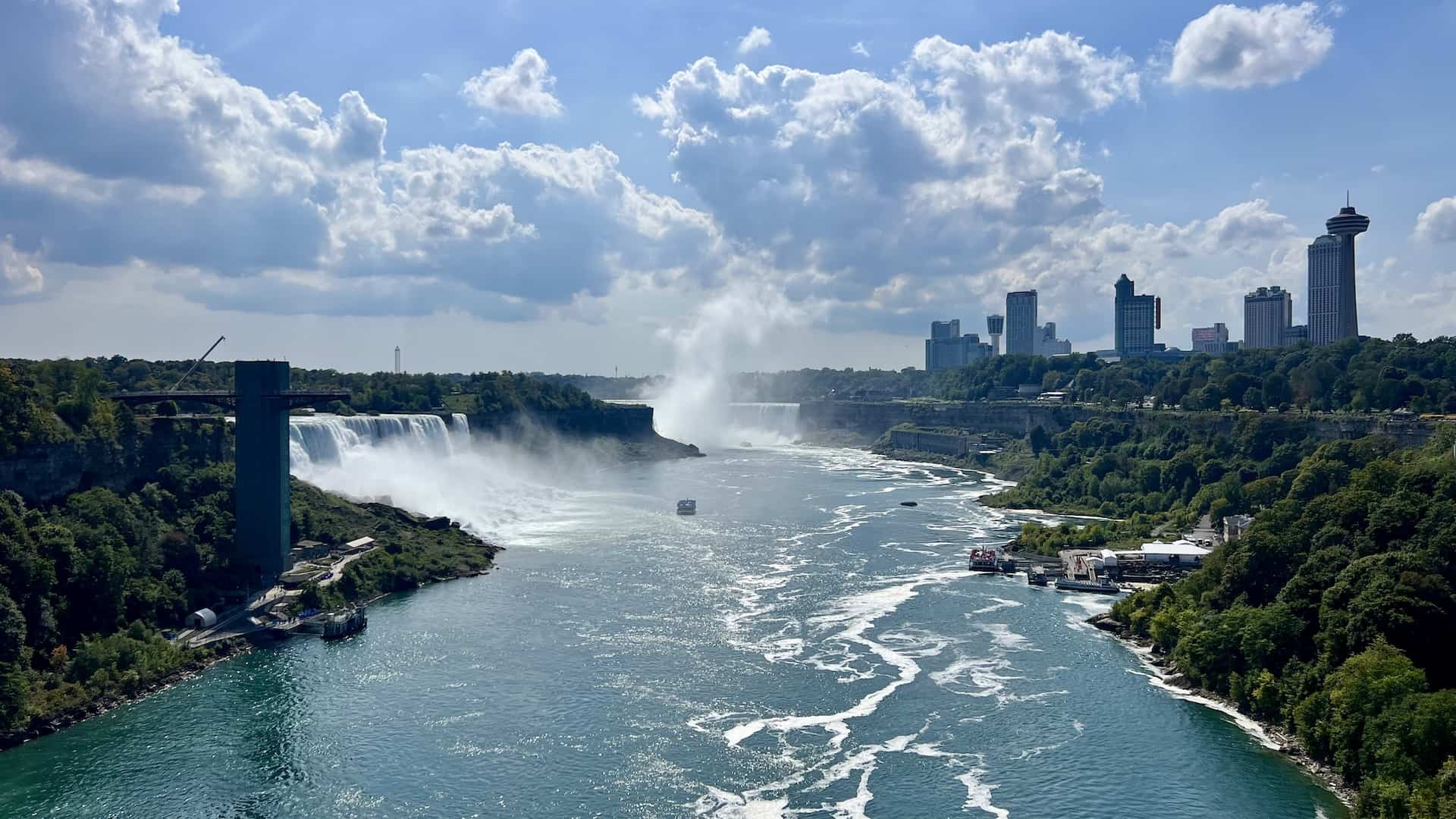 A view of Niagara Falls from The rainbow bridge between the USA and Canada